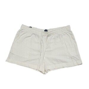 Gap Linen Blend Pull On Shorts NWT Women Size XL White Flat Front Casual Wear